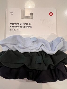 NWT Lululemon Uplifting Scrunchies 3-Pack | Black Navy Green Blue Hair Ties NWT